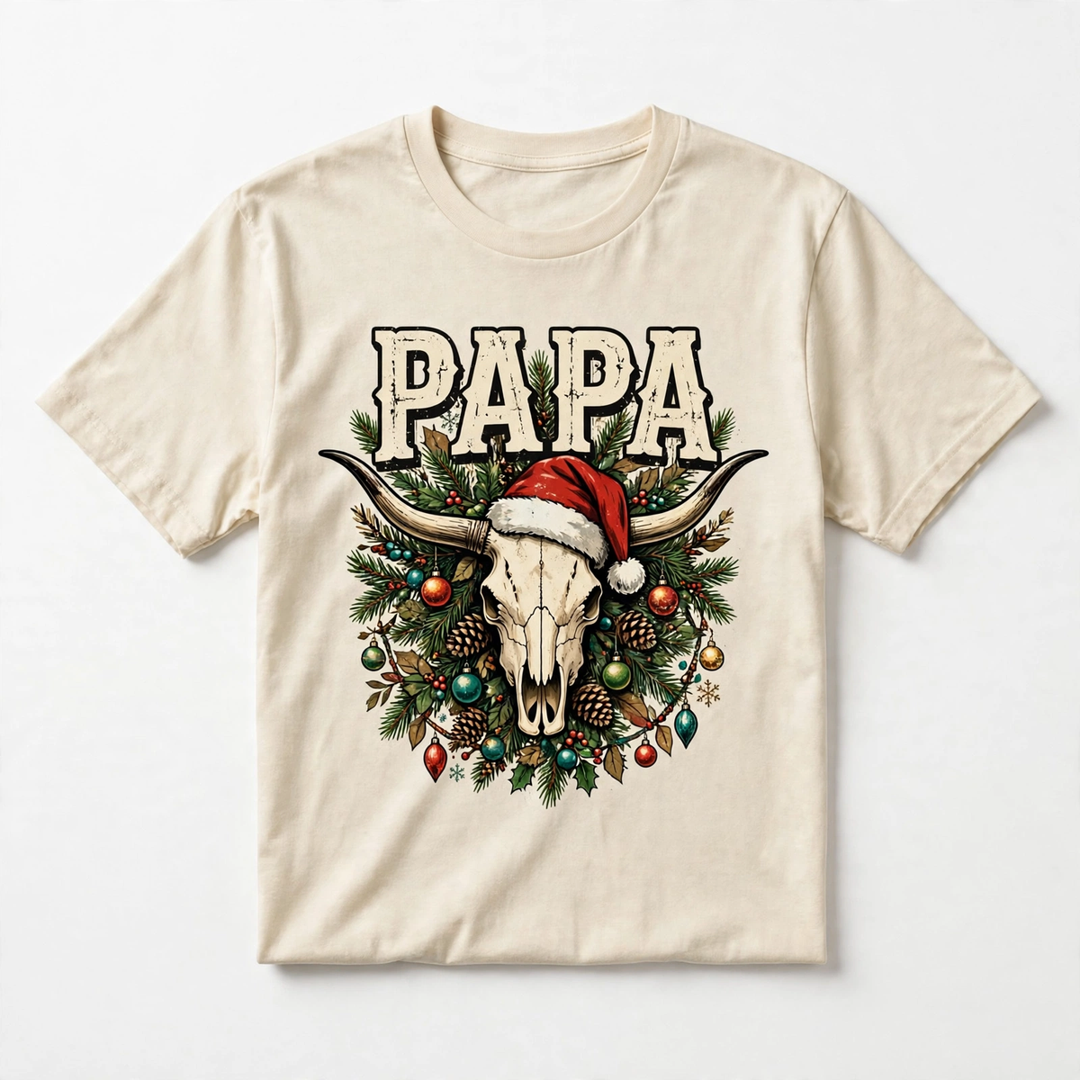 Christmas Family Papa Skull Claus Tee