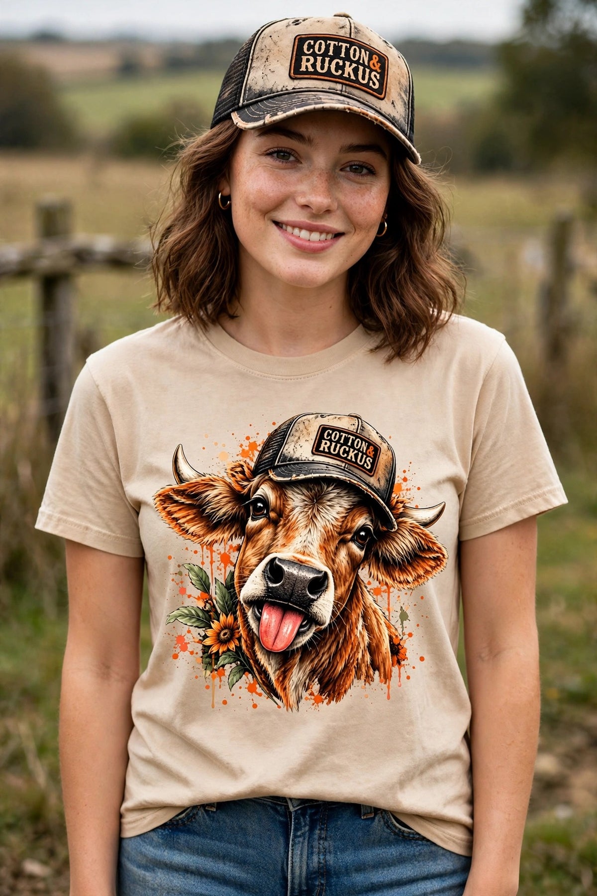 Cotton & Ruckus Cow Sand Tee