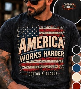 America Works Harder Tee