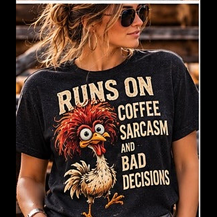 Runs On Coffee Sarcasm And Bad Decisions Tee square featured