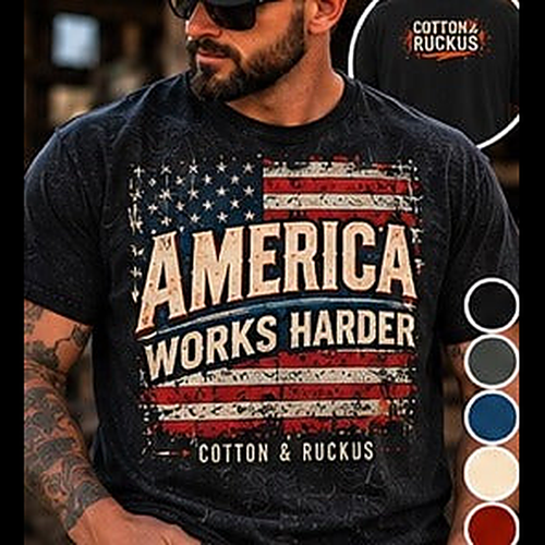 America Works Harder Tee square featured